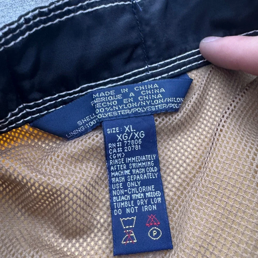 Vintage 90s Tommy Hilfiger Colorblock Board Shorts Blue Yellow Swim Trunks